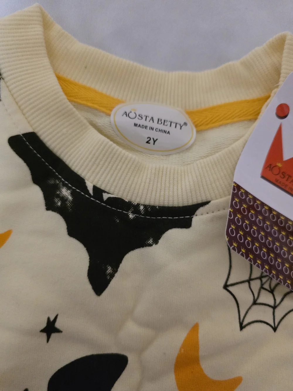 Kids Bat Print Sweatshirt - Yellow Cream -